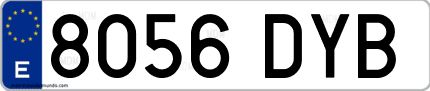 Ejemplo de matrícula de coche ordinaria 8056 DYB
