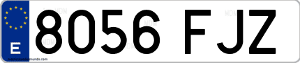 Ejemplo de matrícula de coche ordinaria 8056 FJZ