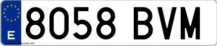 Ejemplo de matrícula española 8058 BVM