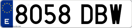 Ejemplo de matrícula de coche ordinaria 8058 DBW