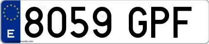 Ejemplo de matrícula española 8059 GPF