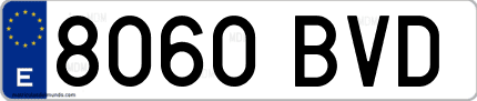 Ejemplo de matrícula de coche ordinaria 8060 BVD