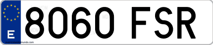 Ejemplo de matrícula de coche ordinaria 8060 FSR