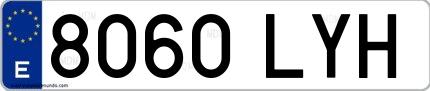 Ejemplo de matrícula española 8060 LYH