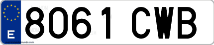 Ejemplo de matrícula de coche ordinaria 8061 CWB