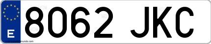 Ejemplo de matrícula española 8062 JKC