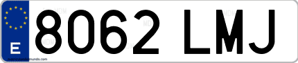 Ejemplo de matrícula de coche ordinaria 8062 LMJ