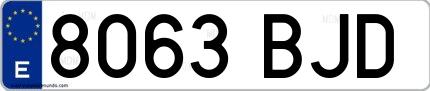 Ejemplo de matrícula española 8063 BJD