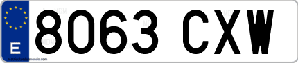 Ejemplo de matrícula de coche ordinaria 8063 CXW