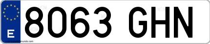 Ejemplo de matrícula española 8063 GHN