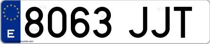 Ejemplo de matrícula española 8063 JJT