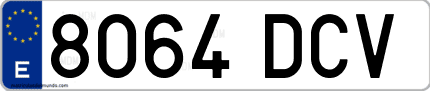 Ejemplo de matrícula de coche ordinaria 8064 DCV