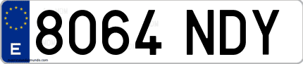 Ejemplo de matrícula de coche ordinaria 8064 NDY