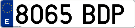 Ejemplo de matrícula de coche ordinaria 8065 BDP
