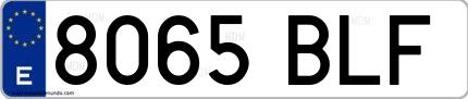 Ejemplo de matrícula española 8065 BLF
