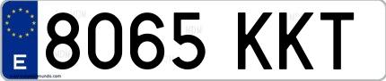 Ejemplo de matrícula española 8065 KKT