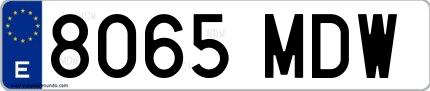 Ejemplo de matrícula española 8065 MDW