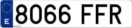 Ejemplo de matrícula española 8066 FFR