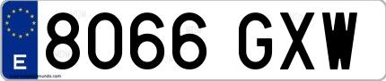 Ejemplo de matrícula española 8066 GXW