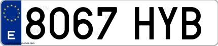 Ejemplo de matrícula española 8067 HYB