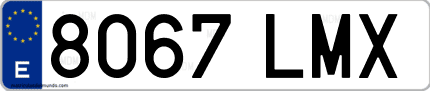 Ejemplo de matrícula de coche ordinaria 8067 LMX