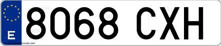 Ejemplo de matrícula española 8068 CXH