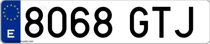 Ejemplo de matrícula española 8068 GTJ