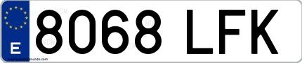 Ejemplo de matrícula española 8068 LFK