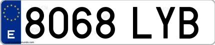 Ejemplo de matrícula española 8068 LYB