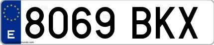 Ejemplo de matrícula española 8069 BKX