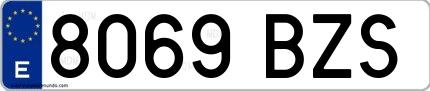 Ejemplo de matrícula española 8069 BZS