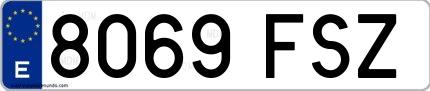 Ejemplo de matrícula española 8069 FSZ