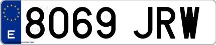 Ejemplo de matrícula española 8069 JRW