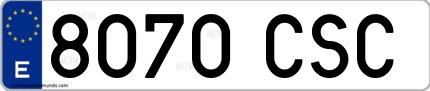 Ejemplo de matrícula española 8070 CSC