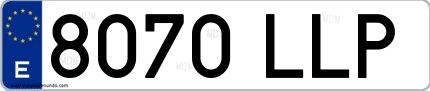 Ejemplo de matrícula española 8070 LLP