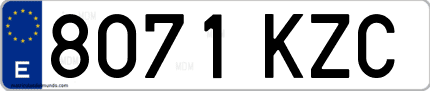 Ejemplo de matrícula de coche ordinaria 8071 KZC