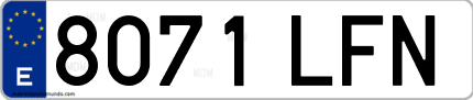 Ejemplo de matrícula de coche ordinaria 8071 LFN