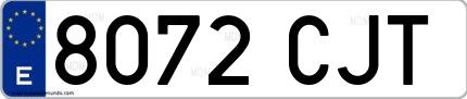 Ejemplo de matrícula española 8072 CJT