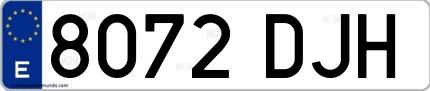 Ejemplo de matrícula española 8072 DJH