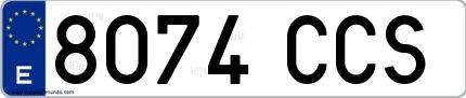 Ejemplo de matrícula española 8074 CCS