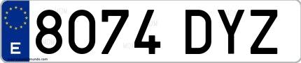 Ejemplo de matrícula española 8074 DYZ