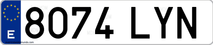 Ejemplo de matrícula de coche ordinaria 8074 LYN