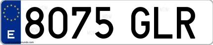 Ejemplo de matrícula española 8075 GLR