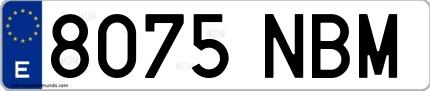 Ejemplo de matrícula española 8075 NBM