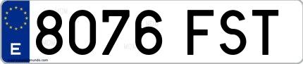 Ejemplo de matrícula española 8076 FST
