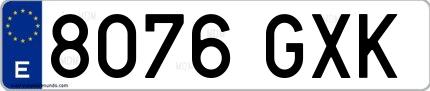 Ejemplo de matrícula española 8076 GXK