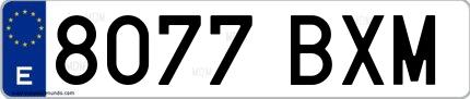 Ejemplo de matrícula española 8077 BXM