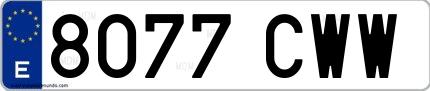 Ejemplo de matrícula española 8077 CWW