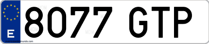Ejemplo de matrícula de coche ordinaria 8077 GTP