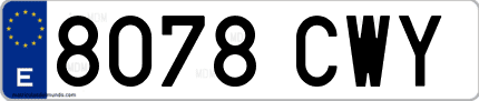 Ejemplo de matrícula de coche ordinaria 8078 CWY